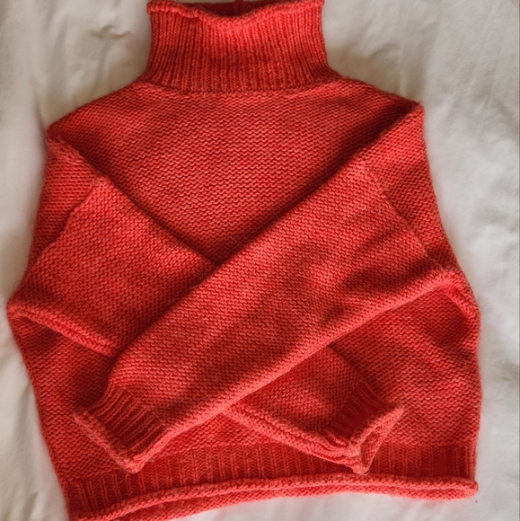 Anthropologie Cropped Knit XS Alpaca/Wool Blend Turtleneck Sweater - Picture 3 of 10